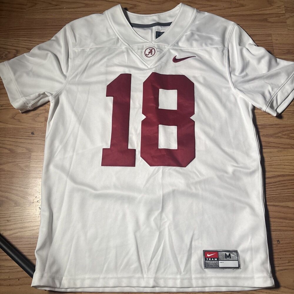 Alabama Crimson Tide Football Jersey Mens Medium White Nike #18